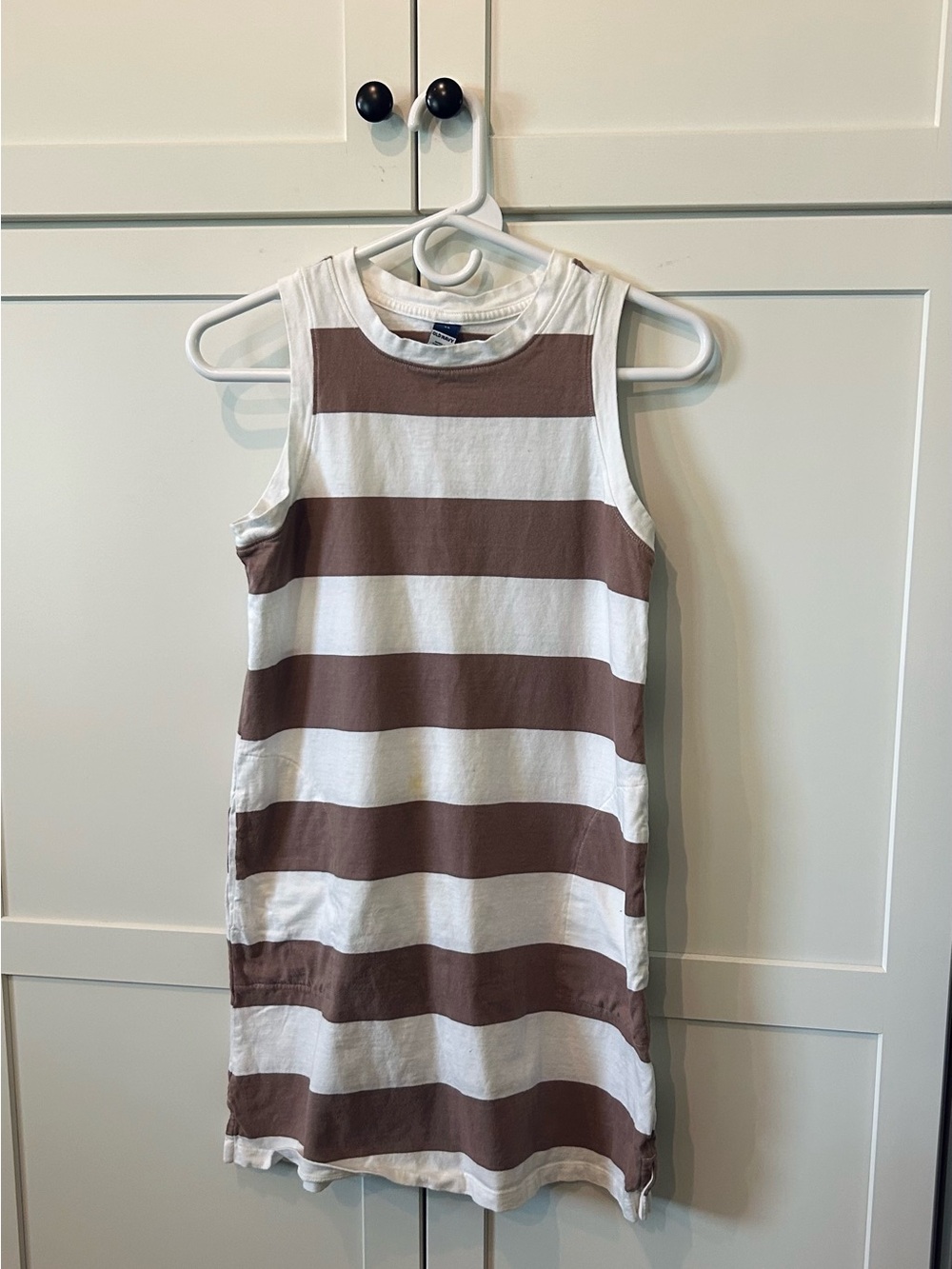 Old Navy Brown and White Striped Sleeveless Dress